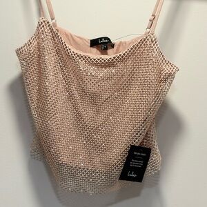 Lulu's Beige and Gold Mesh shirt 

Size Small   New with Tags

FREE SHIPPING